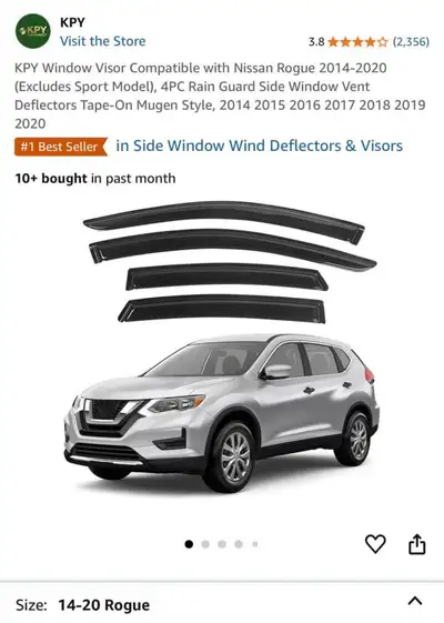 For sale a set of vent visors/window rain guards for a 2014-2020 Nissan Rogue purchased for my vehic...