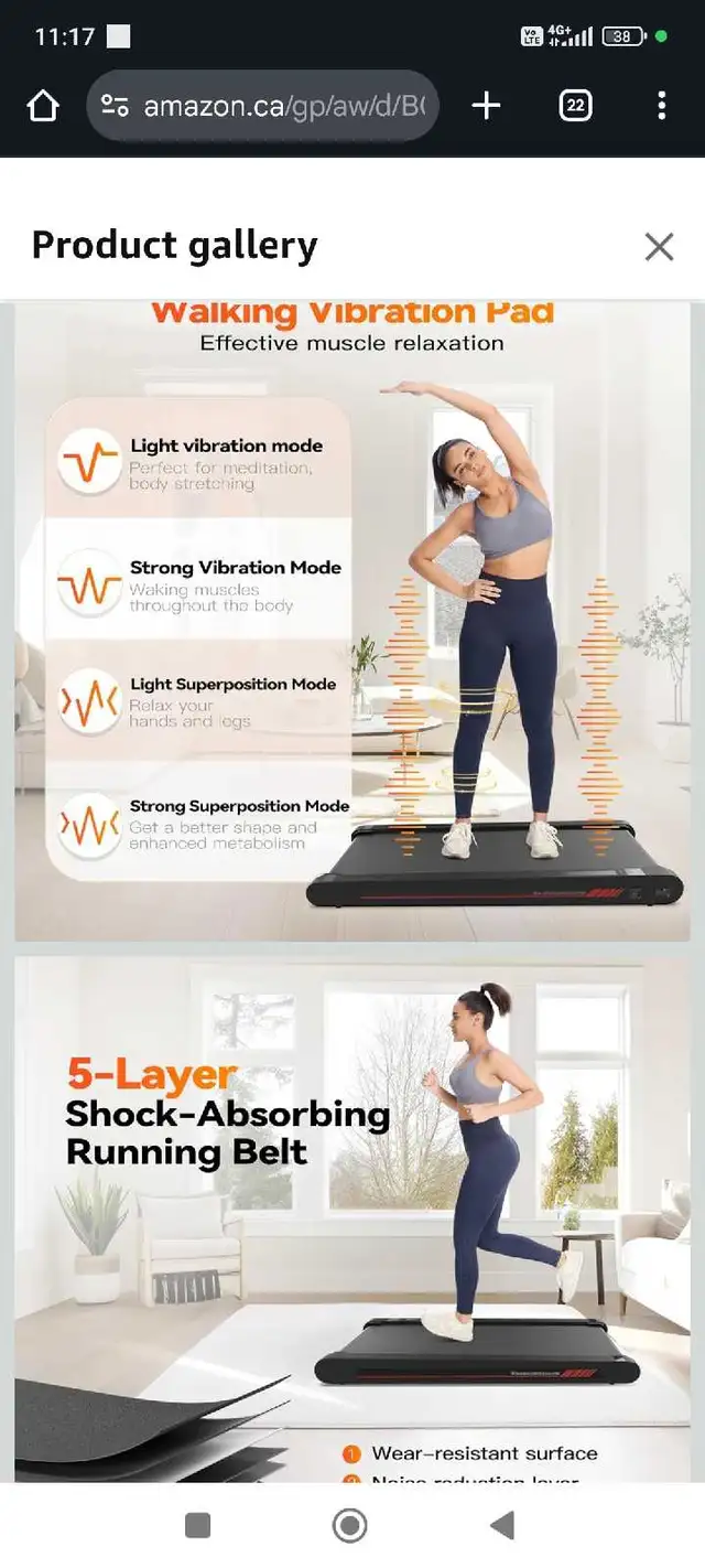 Walking Vibration Pad, 4 in 1 Treadmill, Walking Treadmill Pad f in Exercise Equipment in Edmonton - Image 4