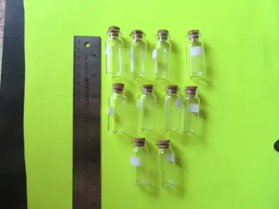 GLASS STORAGE BOTTLES - SMALL - for beads, craft items, etc., View more