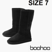 BOOHOO CALF HIGH COSY SHOE BOOTS SIZE = 7