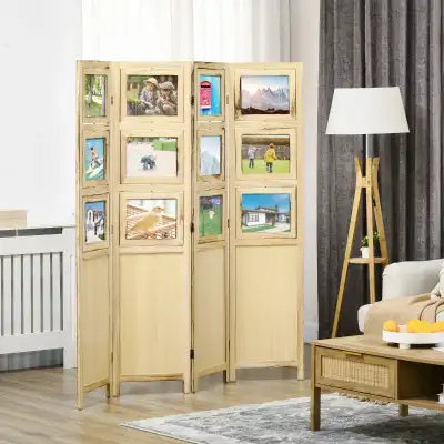 HOMCOM 5.6 Ft. Tall 4-Panel Room Divider, Photo Frame Panel Free, View more