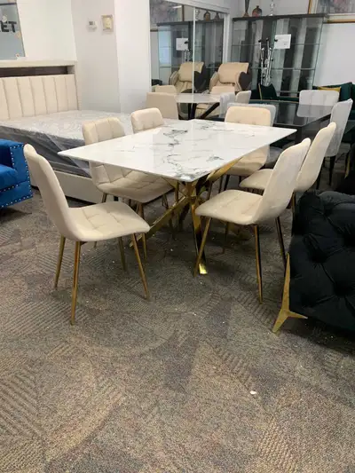 Brand New Marble dining table with 6 chairs, View more