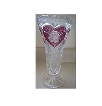 Hofbauer Crystal Red Rose Heart Crystal Vase