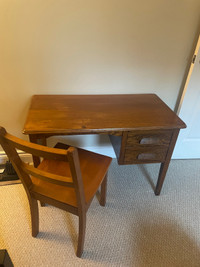 Vintage  Solid Wood Children’s Desk and Chair. 