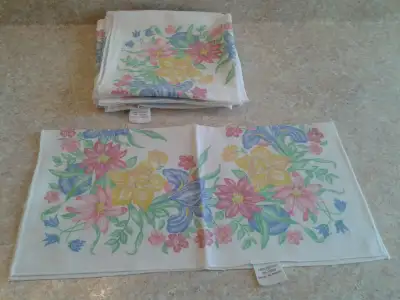 9 Botanical Napkins, 100% Cotton, New, Very Beautiful, View more