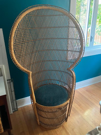 Vintage Peacock Rattan Chair