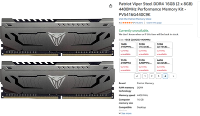 DDR4 4400 mhz (2x8)x2, View more