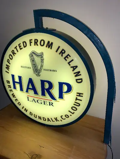RARE Vintage Harp Lager Dual sided light up Mint Condition This RARE Harp Lager beer sign is in Mint...