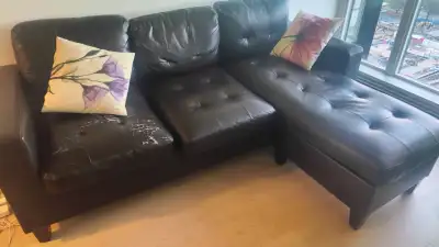 Debussy 60" Wide Faux Leather Left Hand Facing Corner Sectional, View more