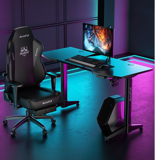 NEW AutoFull 55 Inch Ergonomic Adjustable Gaming Desk Black Desks