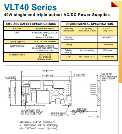 EOS Power VLT40-3200 ACDC Power Supply 3-OUT 5V, 12V,-12V 40W dans Autre  à Laval/Rive Nord - Image 3