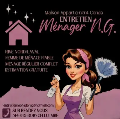 Service de Ménage Fiable et Professionnel pour votre Maison ou Votre Condo Retrouver votre Espace de...