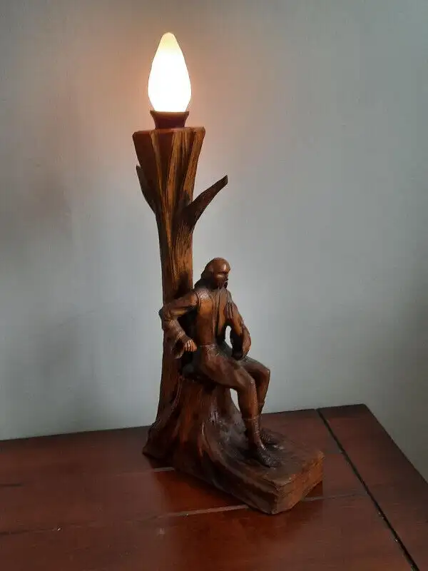 Antique Black Forest Carved Wood Figural Man Table Lamp in Indoor Lighting & Fans in City of Toronto - Image 5
