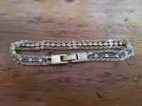 Gold Bracelet w/ White & Blue Stones