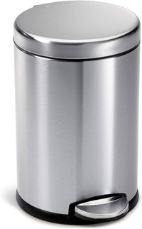 Simplehuman Compact Step-On Pedal Round Bathroom Trash Can New