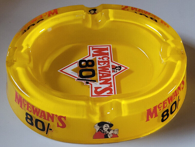 Vintage Rare McEwan's 80/- Oval Yellow Glass Ashtray in Arts & Collectibles in Oshawa / Durham Region