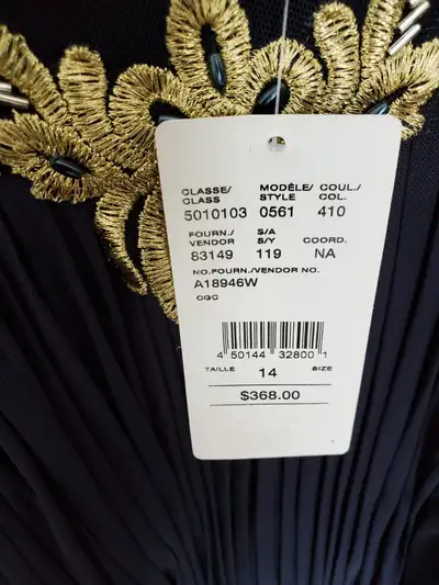 BELLE ROBE NEUVE UNIQUE TRÈS CHIC GR 14 FEMME BLEUE FONCÉE+GOLD, View more