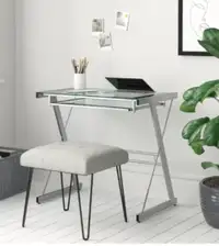 Glass Desk with Keyboard Tray