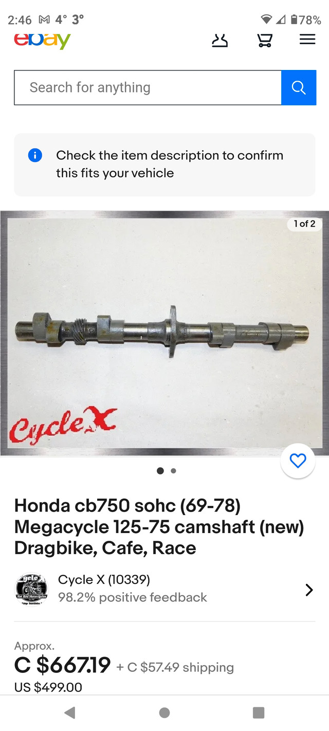 Mega Cycle Cam #12575 for CB750 Honda Motorcycle. in Sport Bikes in Owen Sound - Image 3