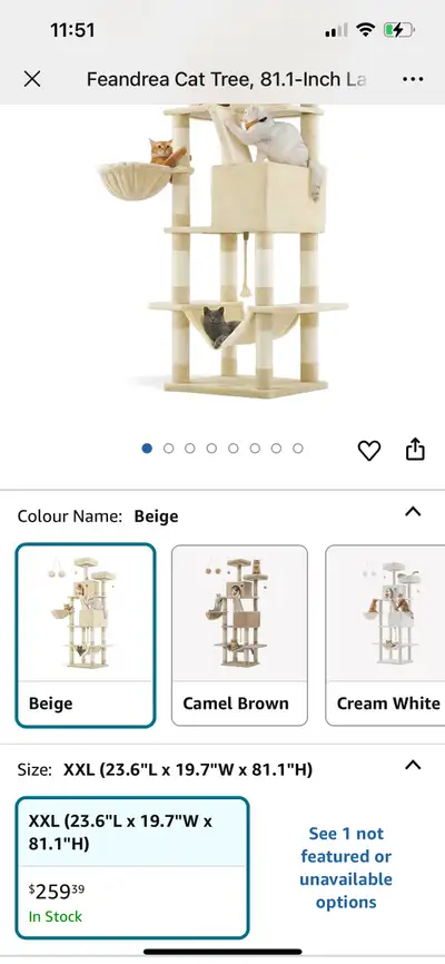Brand new in box Cat Tree, 81.1-Inch Large Cat Tower with 13 Scratching Posts, 2 Perches, 2 Caves, B...