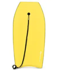 37-in Yellow Lightweight Body Board Surfing with Leash and a Wr