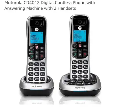 I'm selling a new Motorola CD4012 digital cordless phone system, complete with an answering machine...