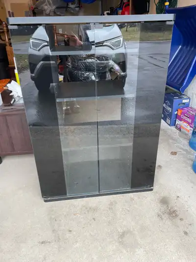 Vintage Canadian‑Made Media Cabinet - glass doors, View more