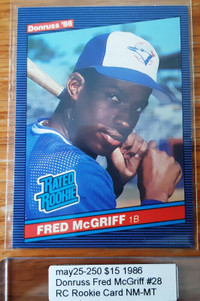 1986 Donruss Fred McGriff #28 RC Rookie Card NM-MT Blue Jays