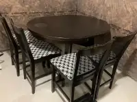 Wooden bar table and chairs