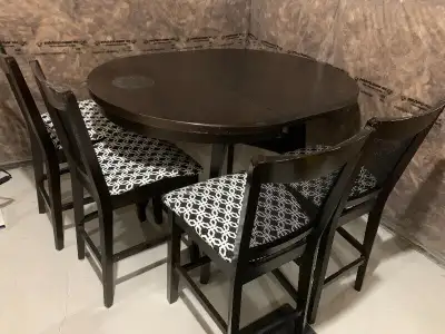 Wooden bar table and chairs. Pick up only., View more