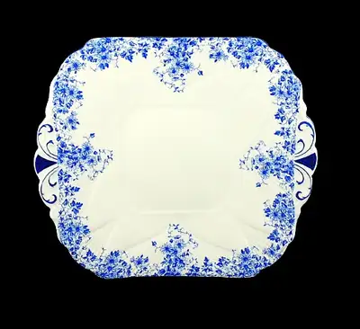Shelley Dainty Blue Handled Square Cake Plate