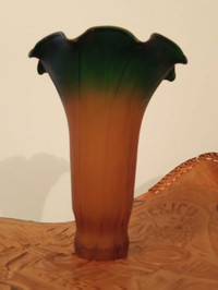 Tiffany Style 2 Lily Tulip Replacement Lamp Shades Amber Green