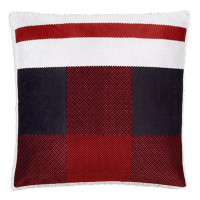 Black, Red &amp; White Reversible Knit Sherpa Throw Pillow