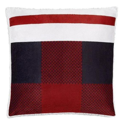 Brand New Black, Red & White Reversible Knit Sherpa Throw Pillow Decorate your sofa space using this...