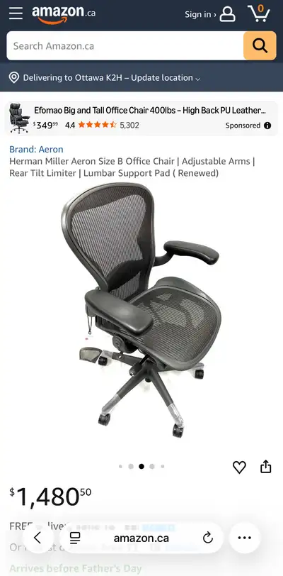Herman Miller Office Chair Model: AE112AWBAJG1BBBK3D01 Great condition. Barely used. Firm price Seri...