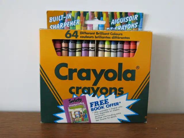 CRAYOLA CRAYONS 64 pcs., built-in SHARPENER,  brand new in box