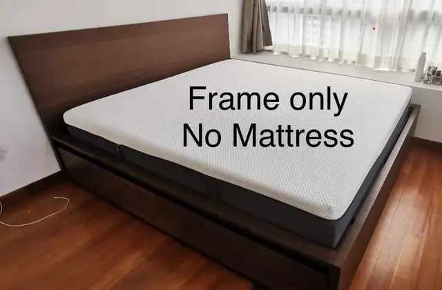 IKEA Malm King Size Bed Frame with 2 Drawers Brown Ash