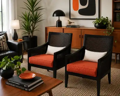 beautiful pair of cane accent chairs , View more