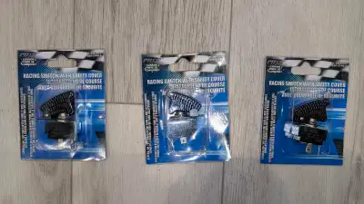 These brand new uxcell DC 12V 20A car toggle switches feature a red LED light and a carbon fiber pat...