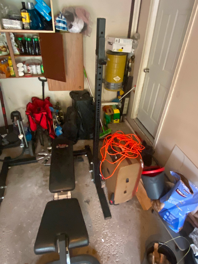 Gym Equipment Squat rack, bars, ez bar, dumbbells, weights in Exercise Equipment in City of Toronto