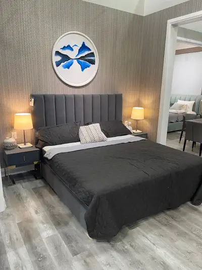 Queen bed + Mattress + 2 Night table, View more