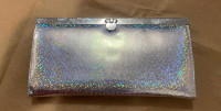 Holographic Silver Wallet, Cyber Futuristic, Metallic Silver