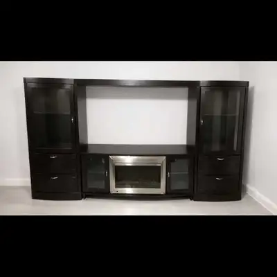 4pc Media/TV console with remote controlled electric fireplace, View more