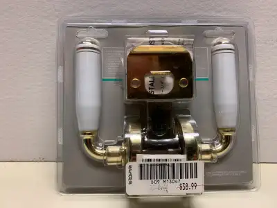 Taymor Porcelain/Brass Lever Door Handles. New, in original packaging with striker/latch/screws. Thr...