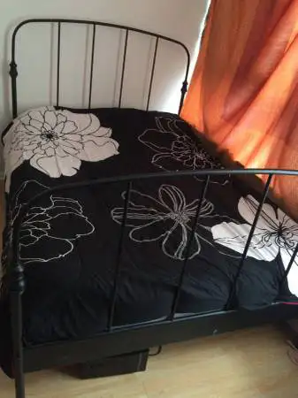FREE DELIVERY - Ikea Double Black Metal Bed Frame - No Mattress, View more