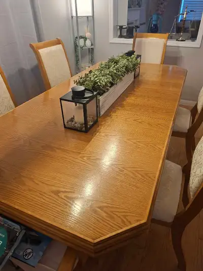 Solid Oak Dining Table & 6 Chairs – Excellent Condition, View more