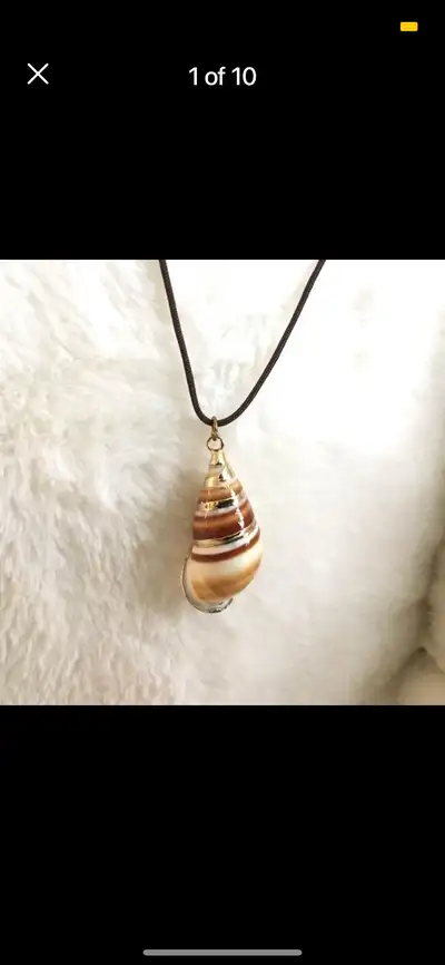 NEW Shell and Leather Necklace by Designer Mara Kartali, View more