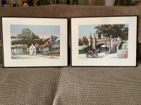 Vintage Framed Quebec City Scenic Prints by Volpe