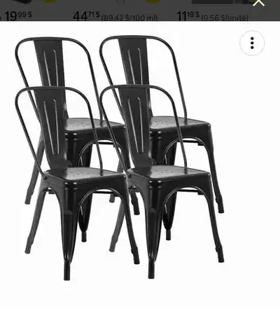 8 chaises noires en métal avec coussins beiges, View more