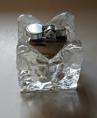 Vintage Rare Heavy Chunky Crystal Glass Table Lighter